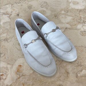 Hogl Light Blue Leather Horsebit Loafers